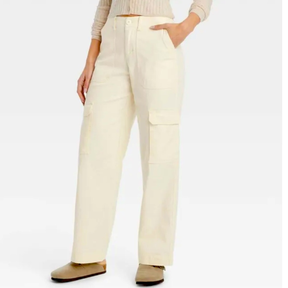 Universal Thread Women's Mid Rise Casual Outdoor Utility Cream Cargo Pants Sz 16